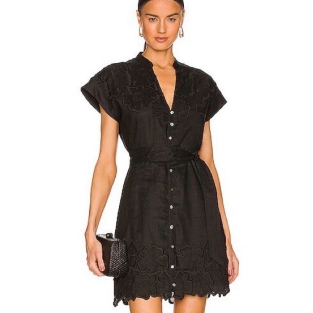 Veronica Beard Black Mini Dress with Floral Accents